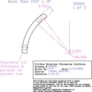 ABEX Brake Shoe Lining MC4592AD-S44